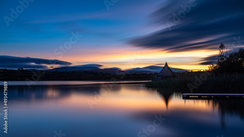 Llangorse Lake in the Brecon Beacons at sunset