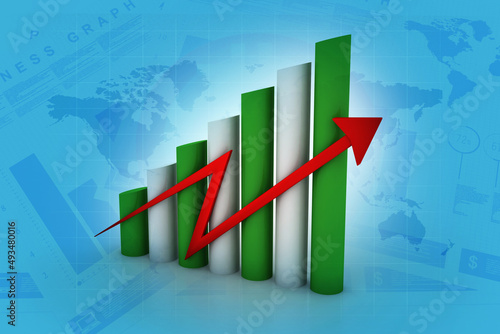 3d rendering Stock market online business concept. business Graph 