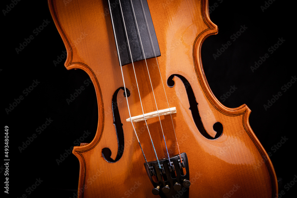 musical instrument, close up Violin on black background. Ancient stringed instrument. Classical music musical instrument, close up Violin on black background. Ancient stringed instrument. Classical music