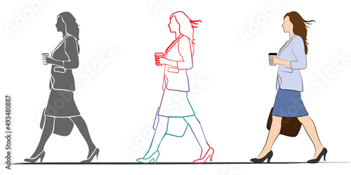 Businesswoman Walking Side View.