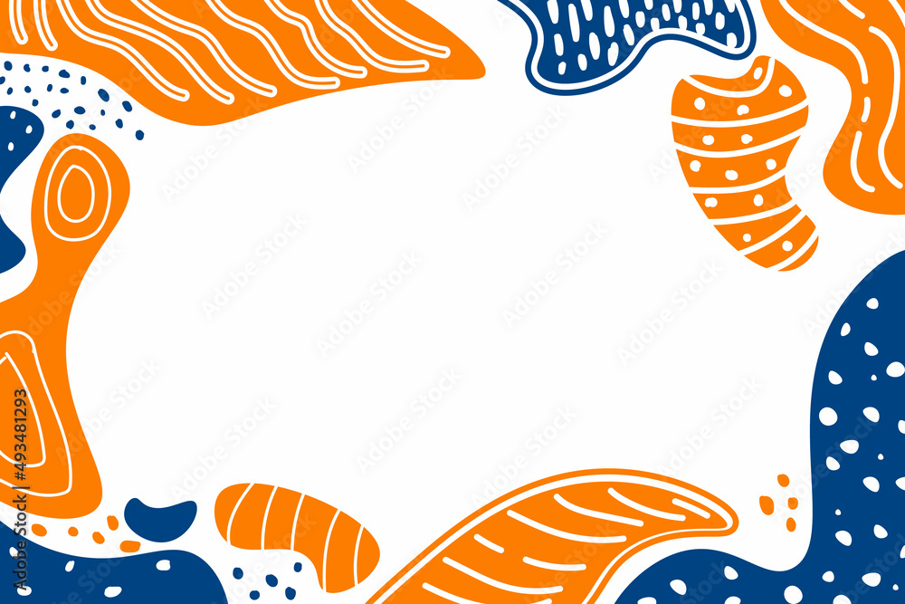 Abstract hand drawn blue and orange background