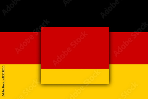 Grafisches Element mit Deutschlandfahne und 3d Block zur Beschriftung