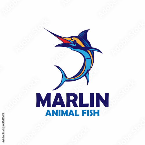 marlin fish design logo animal vector
