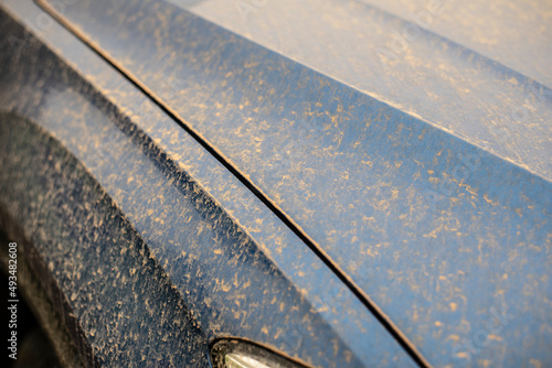 the varnish of a german car covered with sahara dust