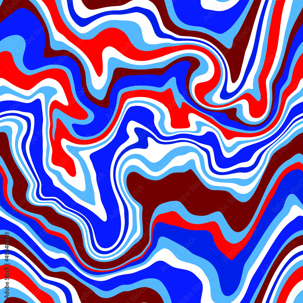 Obraz premium Abstract Hand Drawing Wavy Liquid Marble Stripes Seamless Vector Pattern Isolated Background