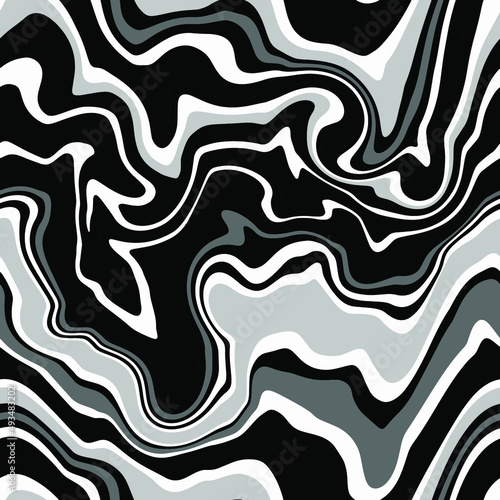 Abstract Hand Drawing Wavy Liquid Marble Stripes Seamless Vector Pattern Isolated Background