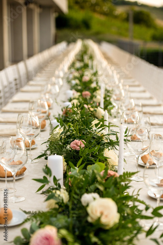 
March 2022, decorated table for an outdoor wedding