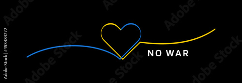 Thin line heart shape with two colors of Ukrainian flag. Love and peace for Ukraine. Say NO to war. Pray and support for Ukraine. Stop war in Ukraine. Vector illustration