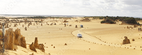 Yellow sand and sand stone rocks in the Pinnacles Desert near Perth, Western Australia. photo