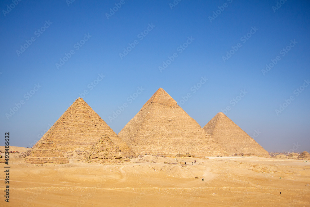 Panoramic view of the pyramids Giza, Cairo, Egypt Panoramic view of the pyramids Giza, Cairo, Egypt