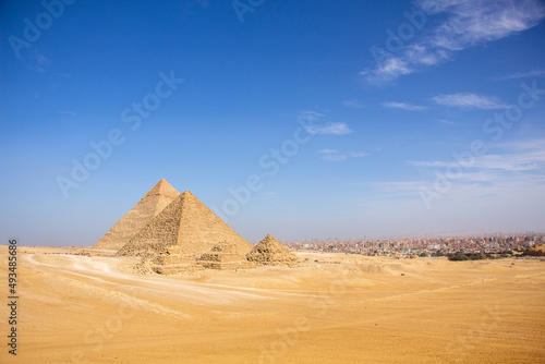 Panoramic view of the pyramids Giza  Cairo  Egypt