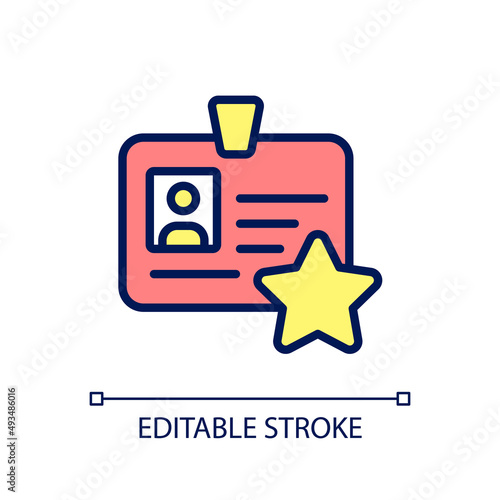 Personal bonus pixel perfect RGB color icon. Honor employee outstanding contribution. Individual reward. Isolated vector illustration. Simple filled line drawing. Editable stroke. Arial font used