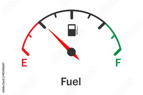 Fuel gauge icon. Meter full tank car symbol. Sign indicator dial dashboard gasoline vector.