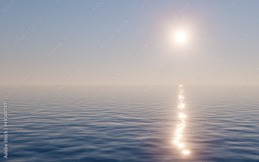 Sunlight and water surface, 3d rendering.