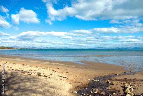 British seaside, Abersoch, Wales. Natural landscape, bright spring day. Landscape view with blue sky and copy space. photo