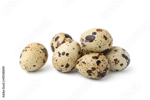 Quail eggs isolated on white background. Clipping path.
