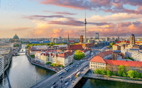 Berlin cityscape at sunset, Germany © Mistervlad