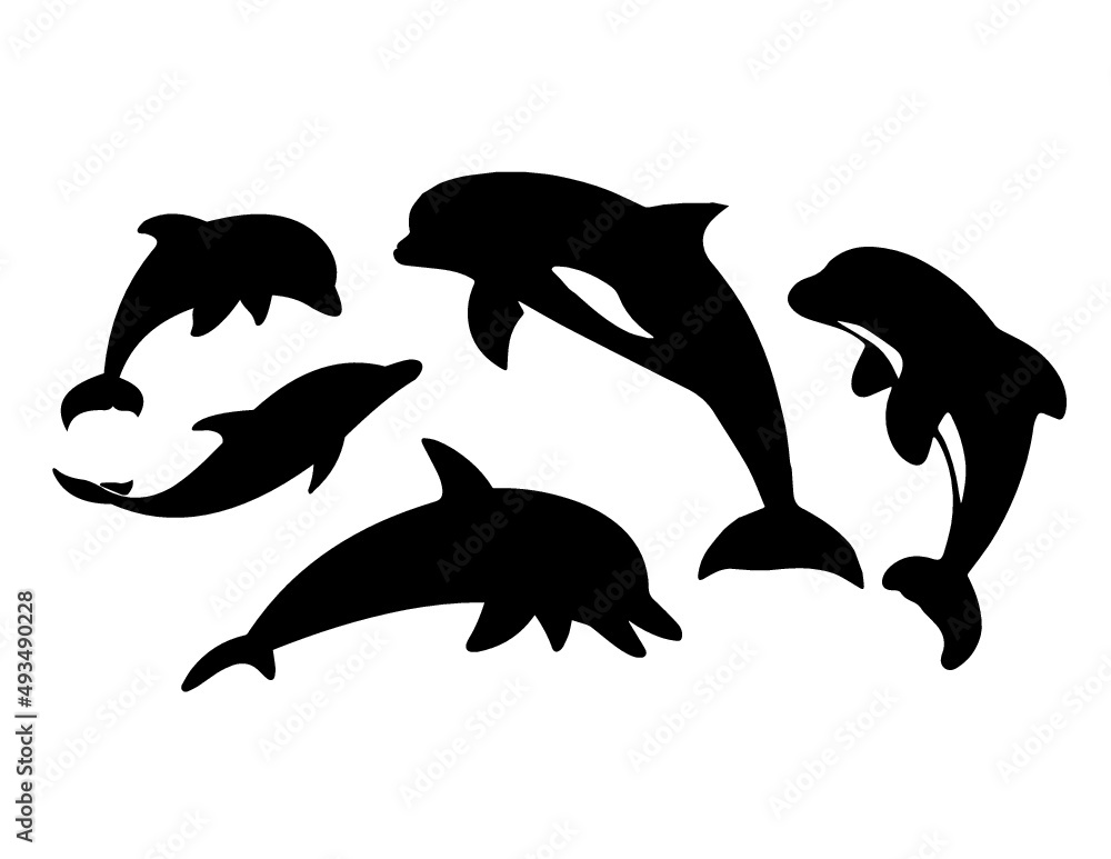 Naklejka premium Dolphins Set