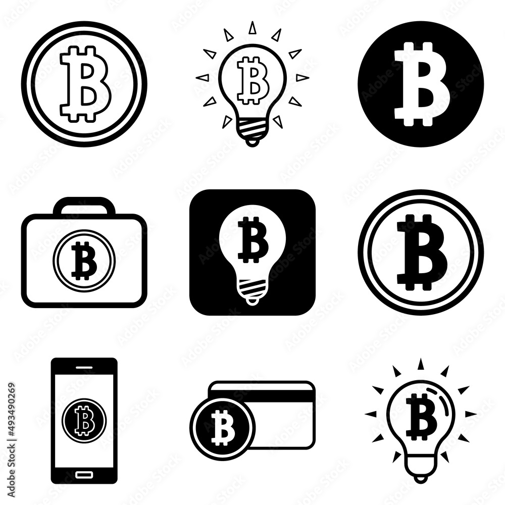 Bitcoin Flat Icon Set Isolated On White Background Bitcoin Flat Icon Set Isolated On White Background