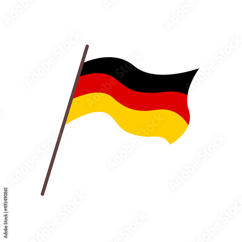 Waving flag of Germany country. Isolated german tricolor flag on white background. Vector flat illustration