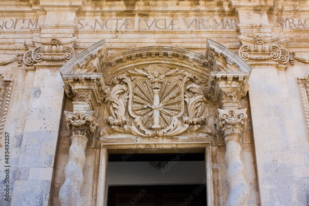 Fragment of Church of Santa Lucia alla Badia in Syracuse, Sicily, Italy
