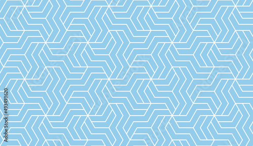 Abstract geometric pattern with stripes  lines. Seamless vector background. White and blue ornament. Simple lattice graphic design