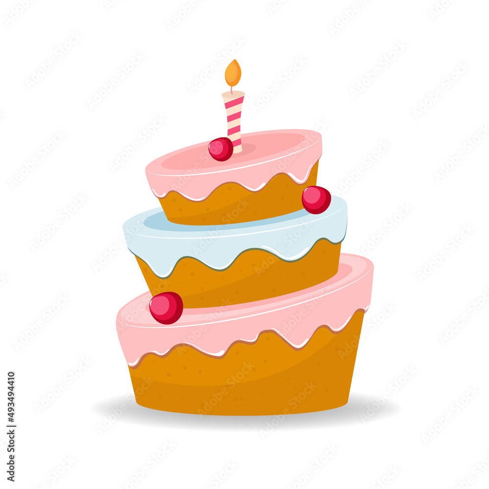 Birthday cake with candles vector isolated illustration