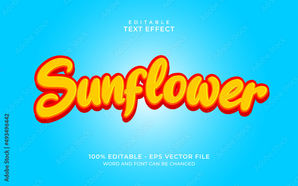 Editable text effect - sunflower orange and blue style
