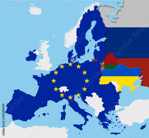 eu european union crisis ukraine russia zelenksy putin illustration