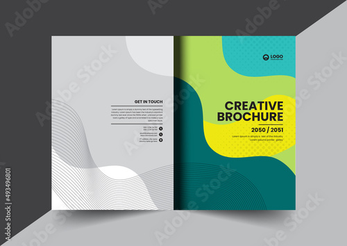 Corporate company profile brochure annual report booklet proposal cover page layout concept design with modern shapes