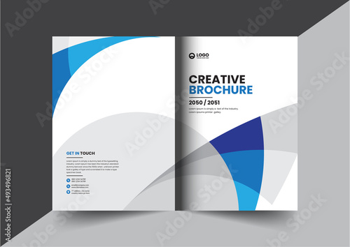 Corporate company profile brochure annual report booklet proposal cover page layout concept design with modern shapes