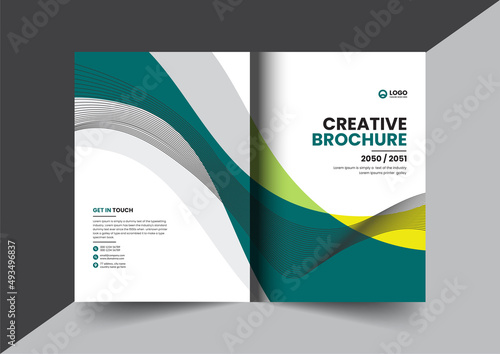 Corporate company profile brochure annual report booklet proposal cover page layout concept design with modern shapes