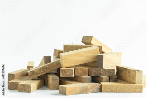 wooden blocks stack isolated on white background