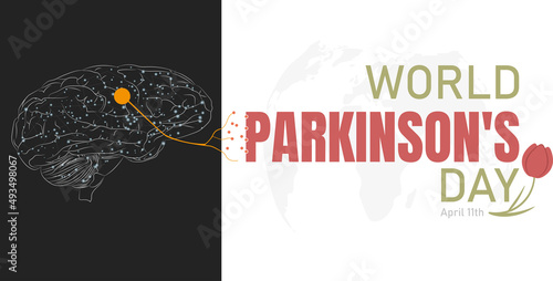 World Parkinson's Day - Brain with neurons and dopamine