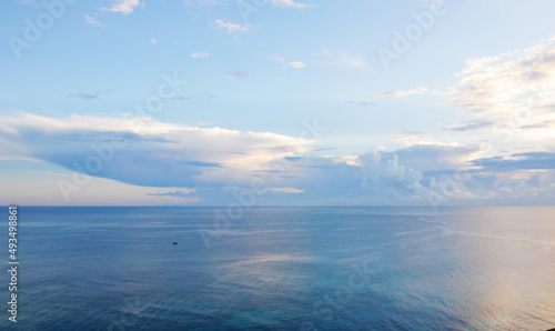 Beautiful gradient shade of blue ocean and sky in Ly Son Island, Vietnam. © hippomyta