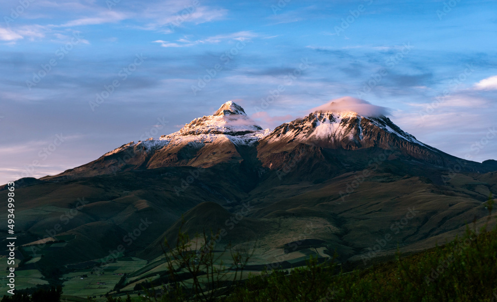 Ilinizas Mountains in Ecuador during sunrise time