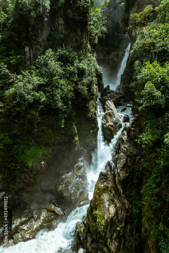 Pailon Del Diablo waterfall in Banos, Ecuador photo