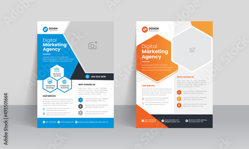 Corporate Business Flyer poster pamphlet brochure cover design layout background, two colors scheme, vector template in A4 size