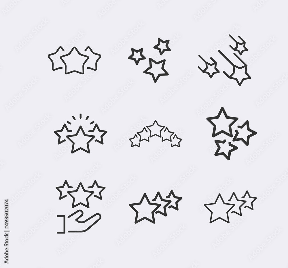 Naklejka premium Star Rating, review line icon set