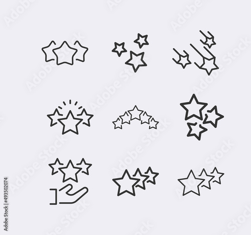Star Rating  review line icon set