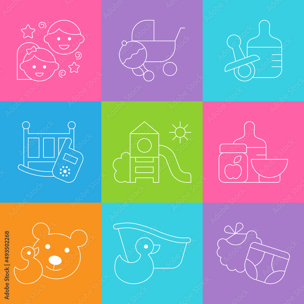 Set of baby icons. Vector illustration Set of baby icons. Vector illustration