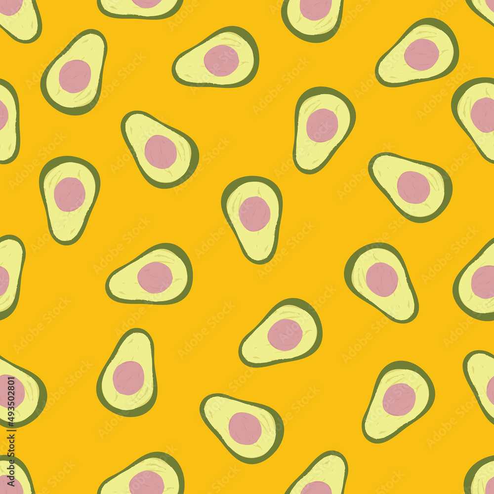 Colorful Hand drawn seamless pattern with avocados ,Design for fashion , fabric, textile, wallpaper, cover, web , wrapping and all prints Colorful Hand drawn seamless pattern with avocados ,Design for fashion , fabric, textile, wallpaper, cover, web , wrapping and all prints