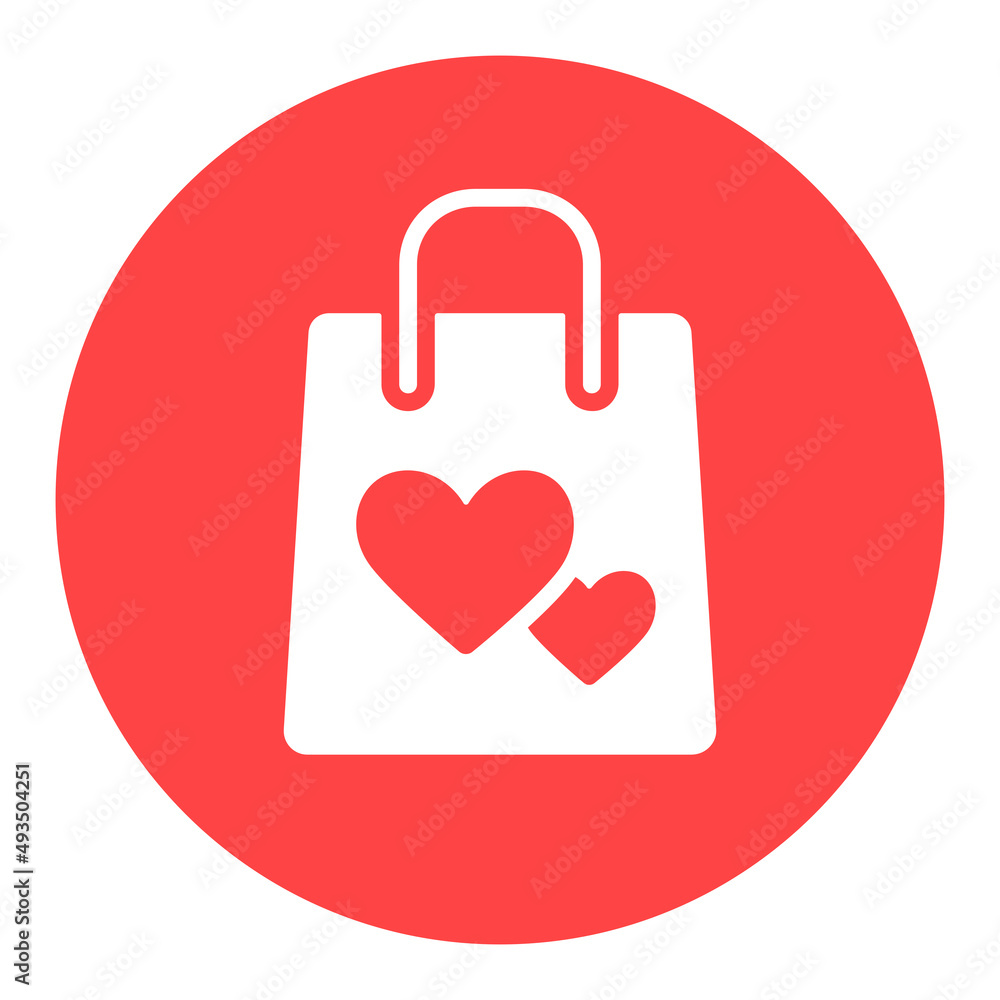 Gist bag with heart vector glyph icon Gist bag with heart vector glyph icon