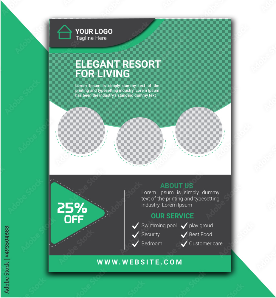 creative elegant resort flyer template design