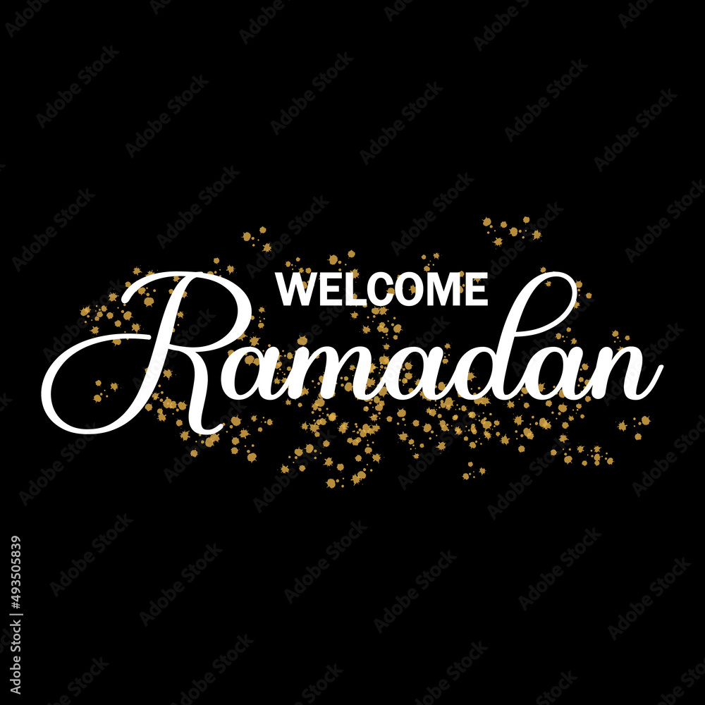Welcome Ramadan Quote Lettering Vector On Black Background