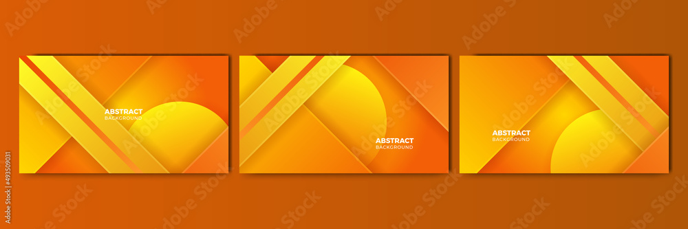 Set of abstract orange and yellow banner background Set of abstract orange and yellow banner background