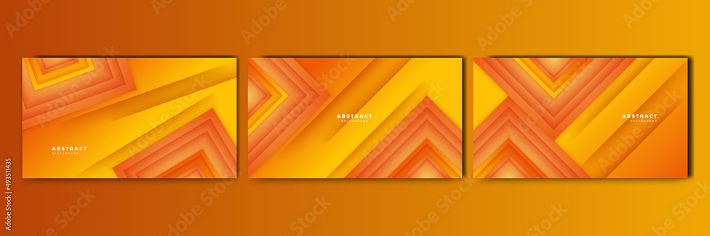 Set of abstract orange and yellow banner background Set of abstract orange and yellow banner background