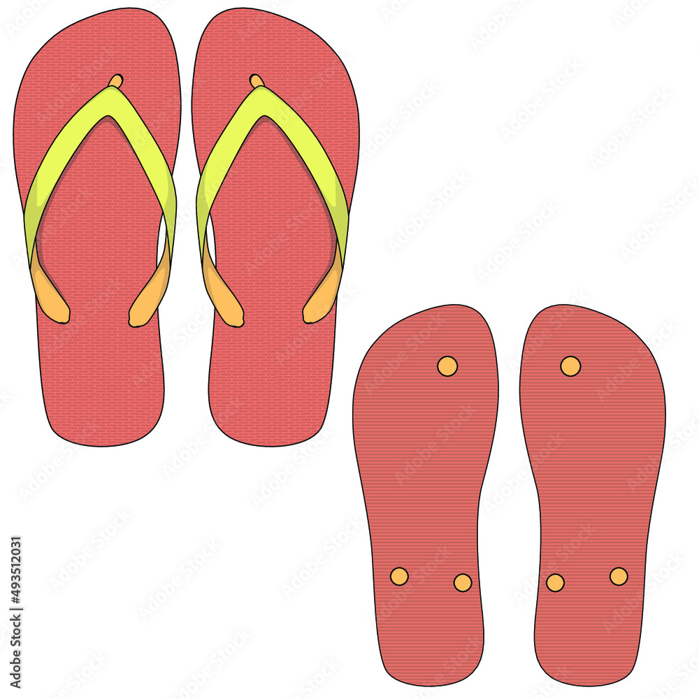 flip flops sandals vector Template flat sketch design flip flops sandals vector Template flat sketch design
