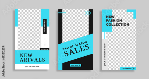 Set of fashion Instagram stories pack color template