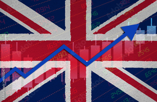 Obraz na plátně UK Economy Recovery Concept With British Flag Painted on Grunge Wall